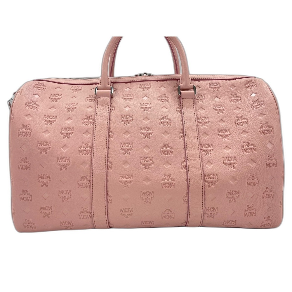 MCM Weekend Bag Boston Leather Pink - Picture 2 of 12